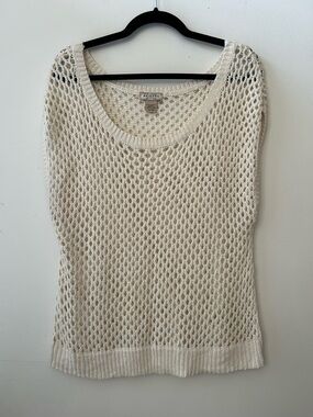 Arizona Jean Company Open Knit Cream Boho Cottagecore Sweater Tank
